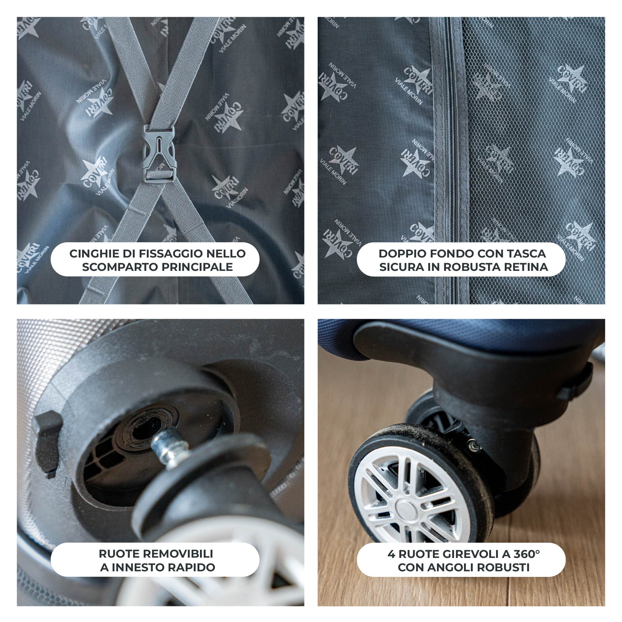 COVERI Trolley Bagaglio Mano Rigido 38x56x23 Piccolo Ultraleggero Valigia In Abs Con 4 Ruote Removibili Manico Chiusura Di Sicurezza Per Compagnie Low Cost Economy Zaino Da Viaggio Maiami-Blu