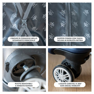 COVERI Trolley Bagaglio Mano Rigido 38x56x23 Piccolo Ultraleggero Valigia In Abs Con 4 Ruote Removibili Manico Chiusura Di Sicurezza Per Compagnie Low Cost Economy Zaino Da Viaggio Maiami-Blu