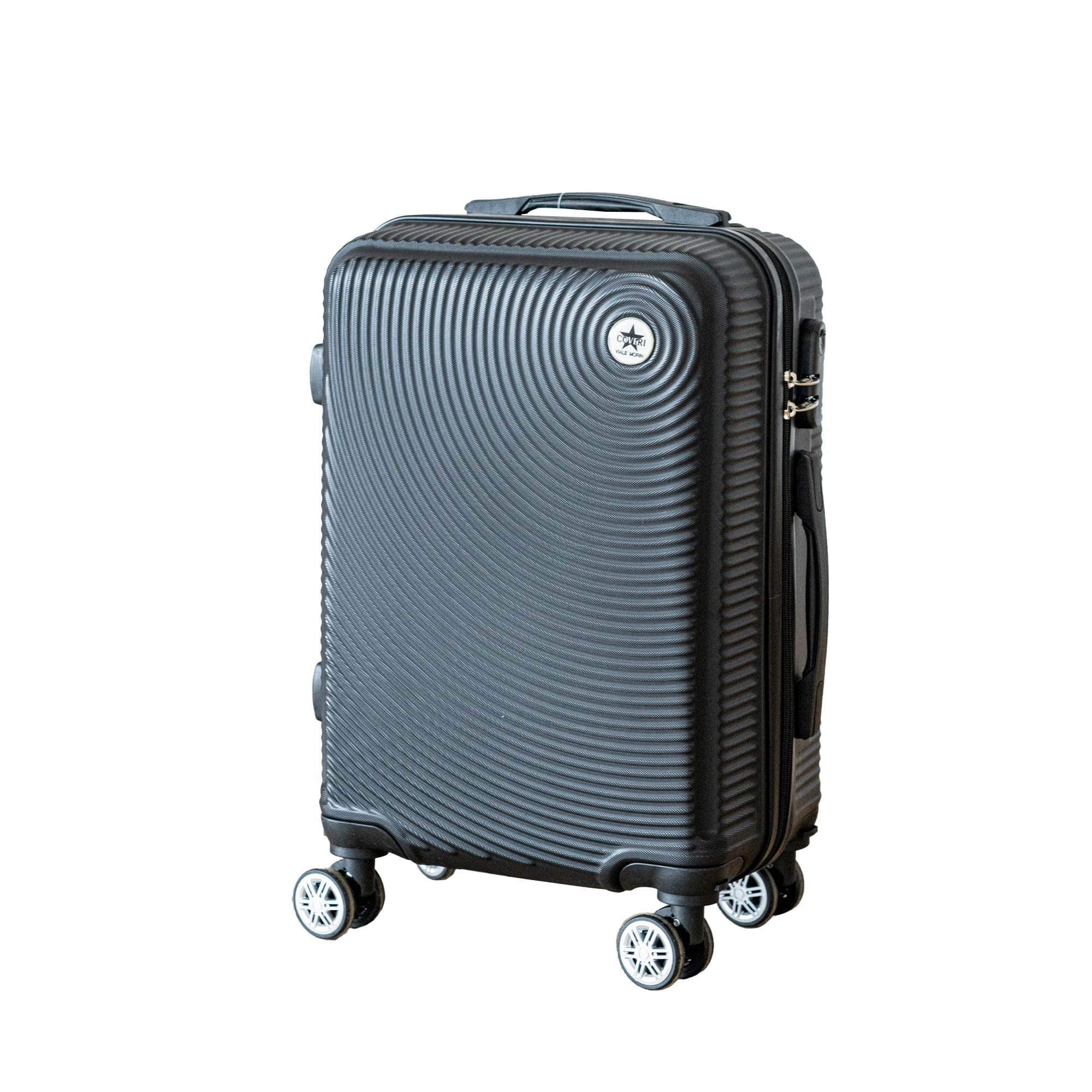 COVERI Trolley Bagaglio Mano Rigido 38x56x23 Piccolo Ultraleggero Valigia In Abs Con 4 Ruote Removibili Manico Chiusura Di Sicurezza Per Compagnie Low Cost Economy Zaino Da Viaggio Maiami-Nero