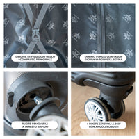 COVERI Trolley Bagaglio Mano Rigido 38x56x23 Piccolo Ultraleggero Valigia In Abs Con 4 Ruote Removibili Manico Chiusura Di Sicurezza Per Compagnie Low Cost Economy Zaino Da Viaggio Maiami-Nero