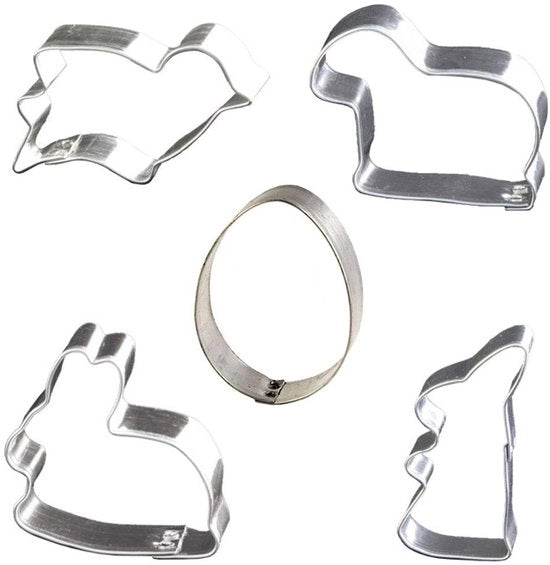 Set di stampi a forma di biscotto - da latta - perfetto per biscotti, biscotti e fondant - tema pasquale (5 pezzi) - Prodotto in Germania