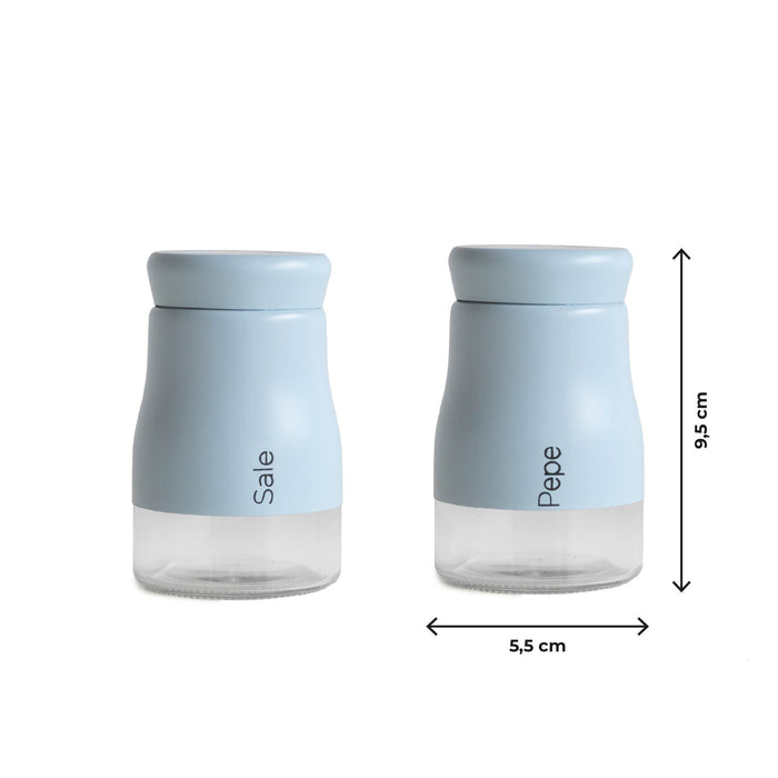 Set Condimento 4 Pezzi Olio Aceto Sale Pepe Vetro Acciaio Certificato Per Alimenti Organizzatore Acciaio Inox Con Stand In Metallo Condimenti Tavola Oliera Saliera Dispenser Tavola Organizer Porta Spezie Barattoli Contenitori Azzurro