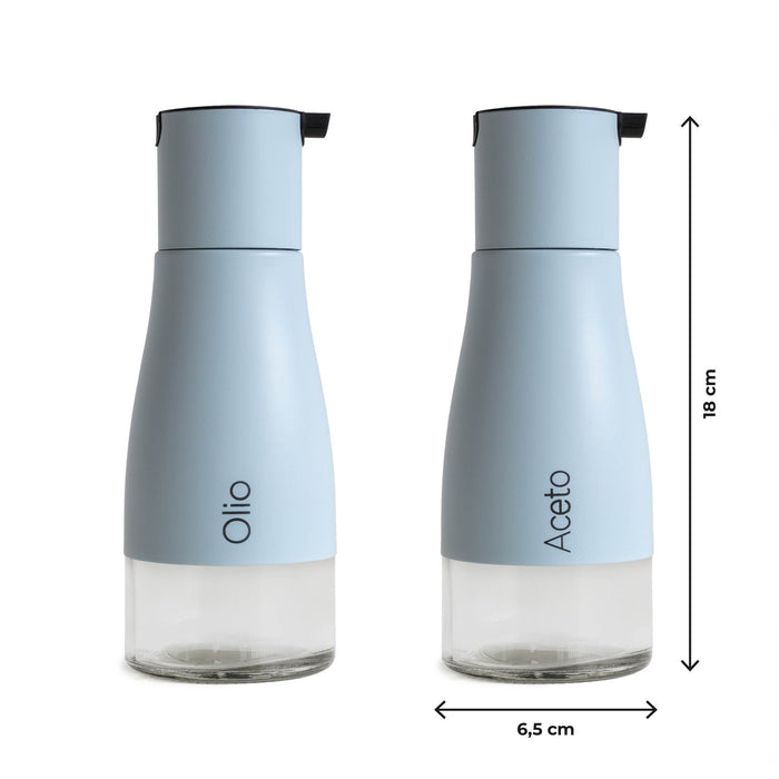 Set Condimento 4 Pezzi Olio Aceto Sale Pepe Vetro Acciaio Certificato Per Alimenti Organizzatore Acciaio Inox Con Stand In Metallo Condimenti Tavola Oliera Saliera Dispenser Tavola Organizer Porta Spezie Barattoli Contenitori Azzurro