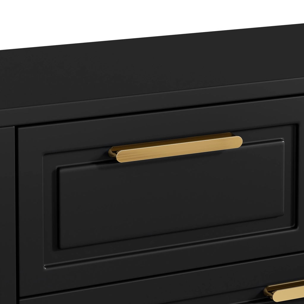 Scarpiera con ripiani regolabili, 2 cassetti e vani aperti, per ingresso, in truciolare e MDF, nero, 95 × 24 × 107 cm