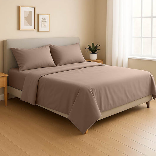 Completo Lenzuola Matrimoniale in Caldo Pile – Set Letto Invernale Morbido e Soffice, Lenzuola Termiche Matrimoniali Antipiega, Ideali per Notte Fredda Tortora