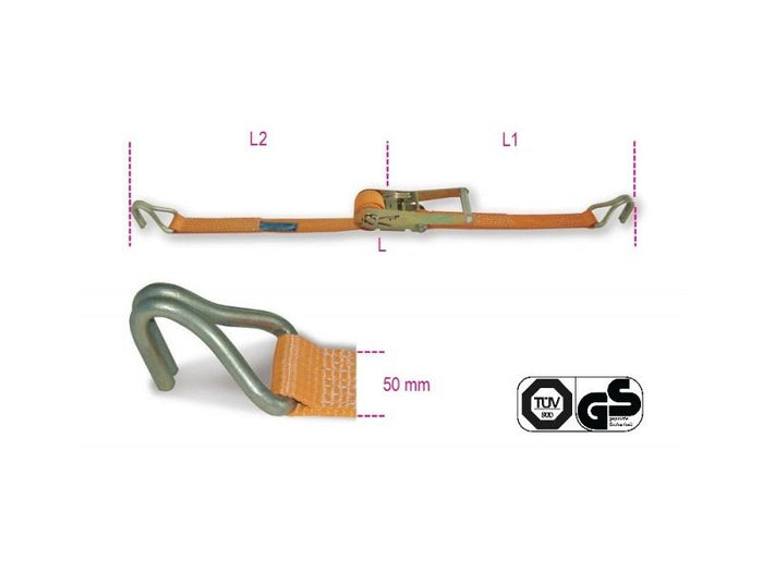 Fascia a cricchetto Betafer Robur 8182 8,5 alta tenacitA~ ganci a uncino 2000 Kg