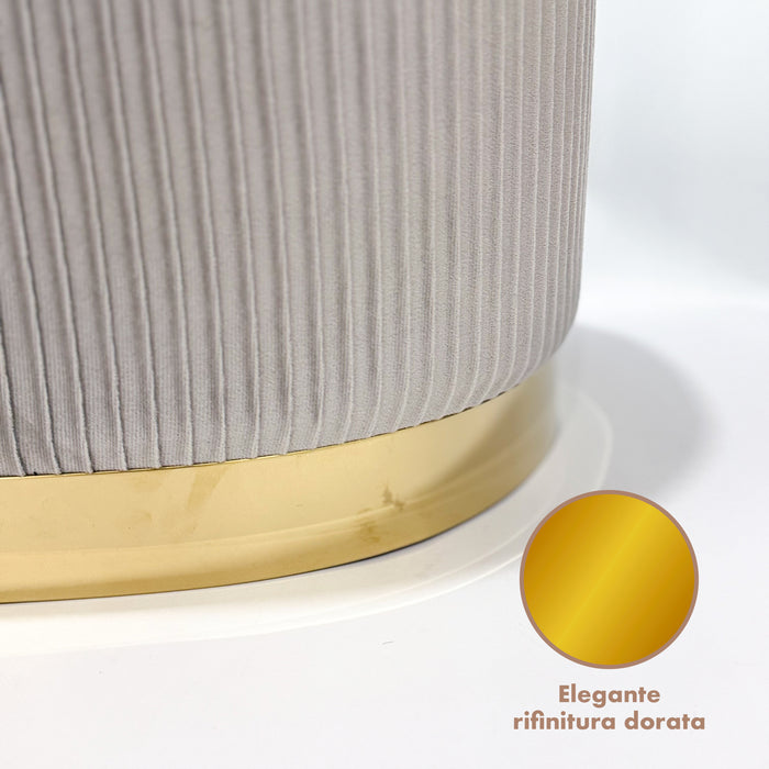 Set 3 Pouf in Velluto – Panca Contenitore Grande Con Cuscino 42x80 cm + 2 Pouf Piccoli 29x35 cm, Design Moderno Elegante, Poggiapiedi e Seduta Aggiuntiva Grigio
