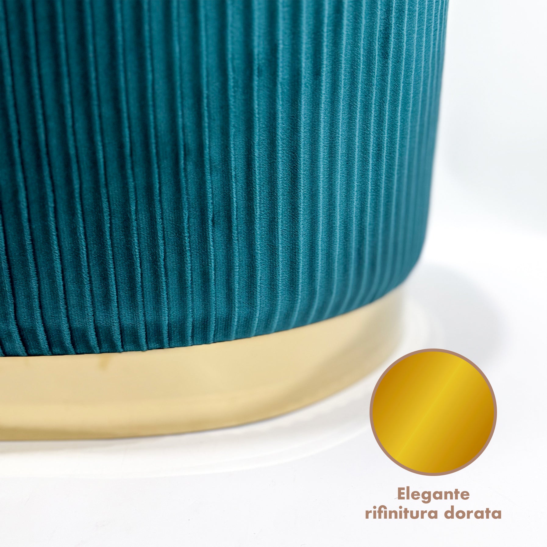 Set 3 Pouf in Velluto – Panca Contenitore Grande Con Cuscino 42x80 cm + 2 Pouf Piccoli 29x35 cm, Design Moderno Elegante, Poggiapiedi e Seduta Aggiuntiva Petrolio