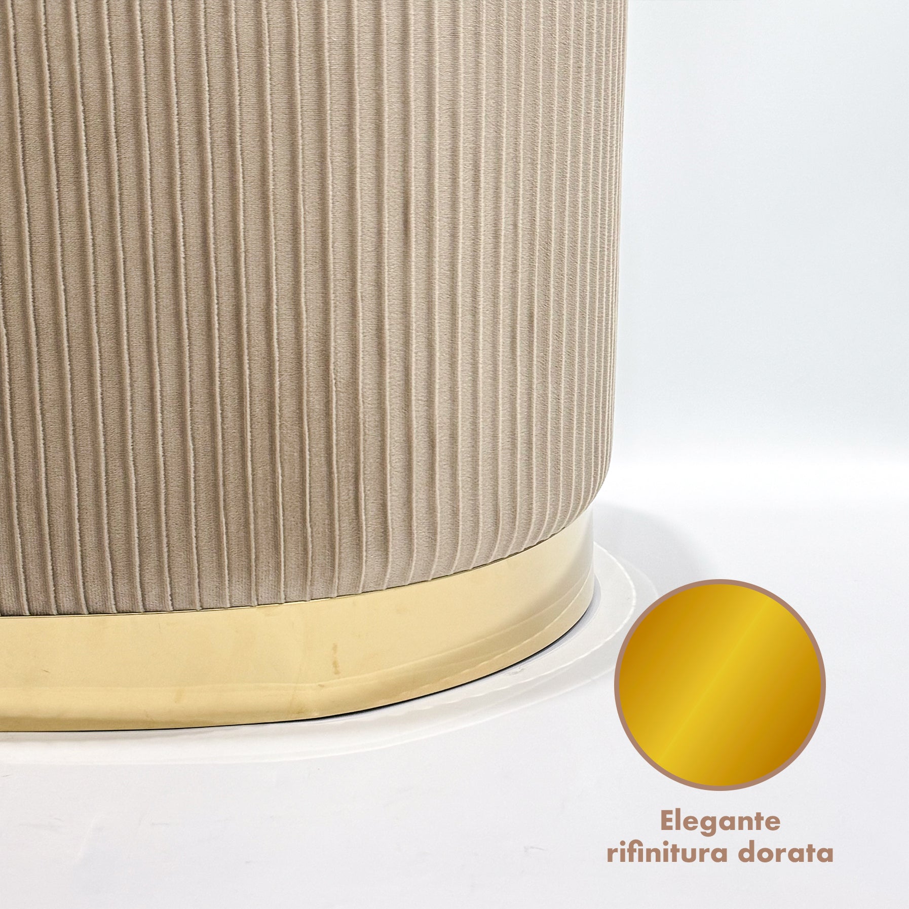 Set 3 Pouf in Velluto – Panca Contenitore Grande Con Cuscino 42x80 cm + 2 Pouf Piccoli 29x35 cm, Design Moderno Elegante, Poggiapiedi e Seduta Aggiuntiva Tortora