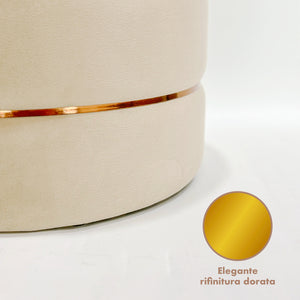 Set 2 Pouf Contenitori in Velluto – Pouf Arredo Moderni Impilabili, Poggiapiedi con Contenitore Salvaspazio, 4 Colori – Grande 37x41 cm, Medio 28x34 cm   Beige