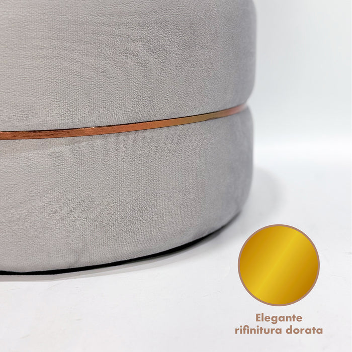 Set 2 Pouf Contenitori in Velluto – Pouf Arredo Moderni Impilabili, Poggiapiedi con Contenitore Salvaspazio, 4 Colori – Grande 37x41 cm, Medio 28x34 cm   Grigio