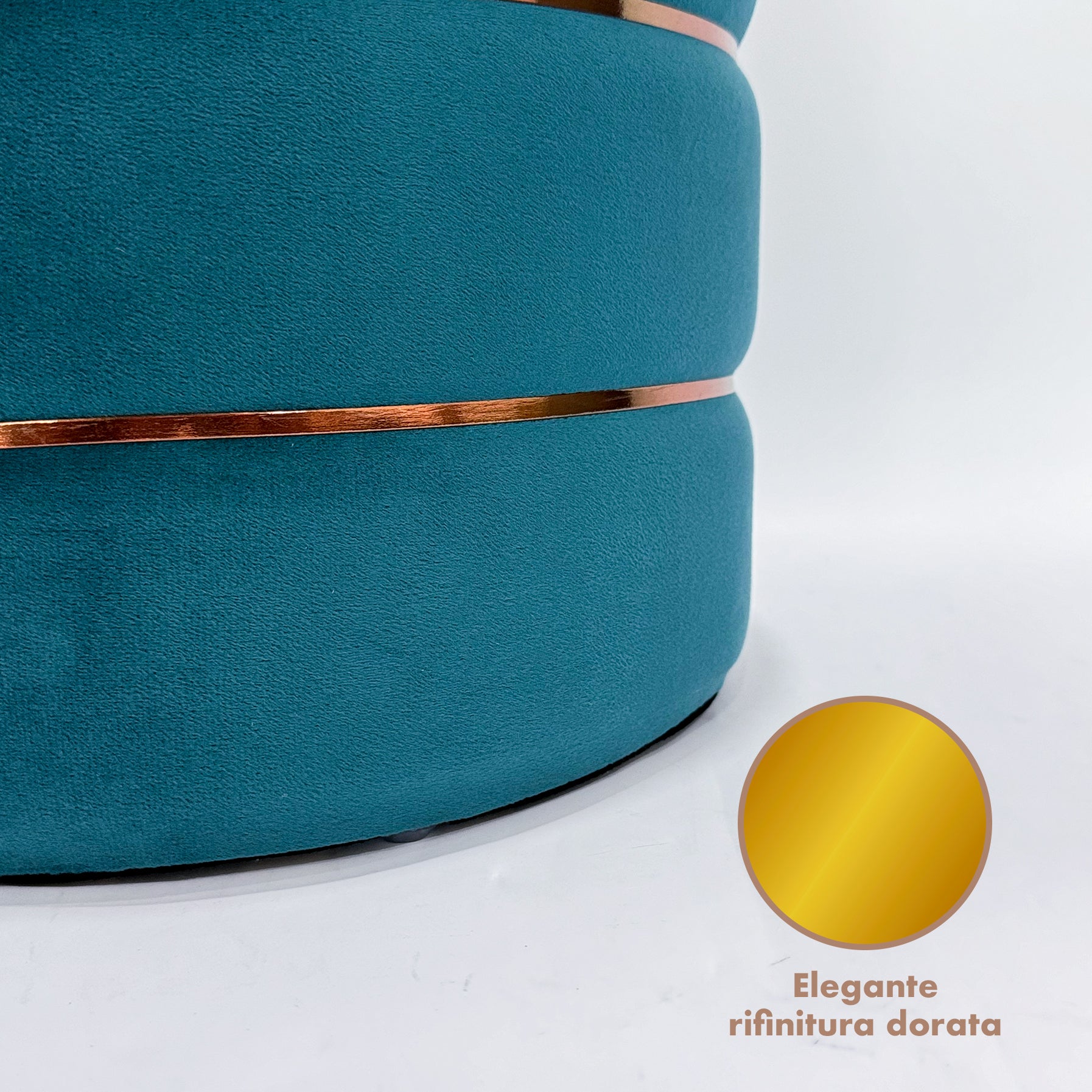 Set 2 Pouf Contenitori in Velluto – Pouf Arredo Moderni Impilabili, Poggiapiedi con Contenitore Salvaspazio, 4 Colori – Grande 37x41 cm, Medio 28x34 cm   Petrolio