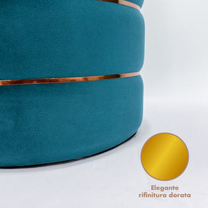 Set 2 Pouf Contenitori in Velluto – Pouf Arredo Moderni Impilabili, Poggiapiedi con Contenitore Salvaspazio, 4 Colori – Grande 37x41 cm, Medio 28x34 cm   Petrolio
