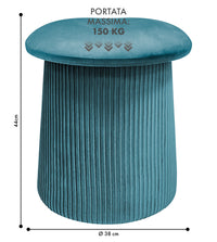 Pouf Contenitore in Velluto a Forma di Fungo – Poggiapiedi e Seduta Moderna 38x44 cm, Design Elegante Disponibile in 4 Colori Petrolio