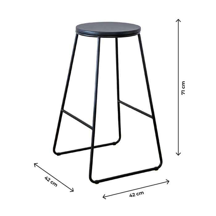 Coppia di Sgabelli Alti in Metallo con Seduta in Legno – Design Industriale Moderno – Set 2 Sgabelli da Cucina, Penisola o Bar – Colori Marrone e Nero Nero