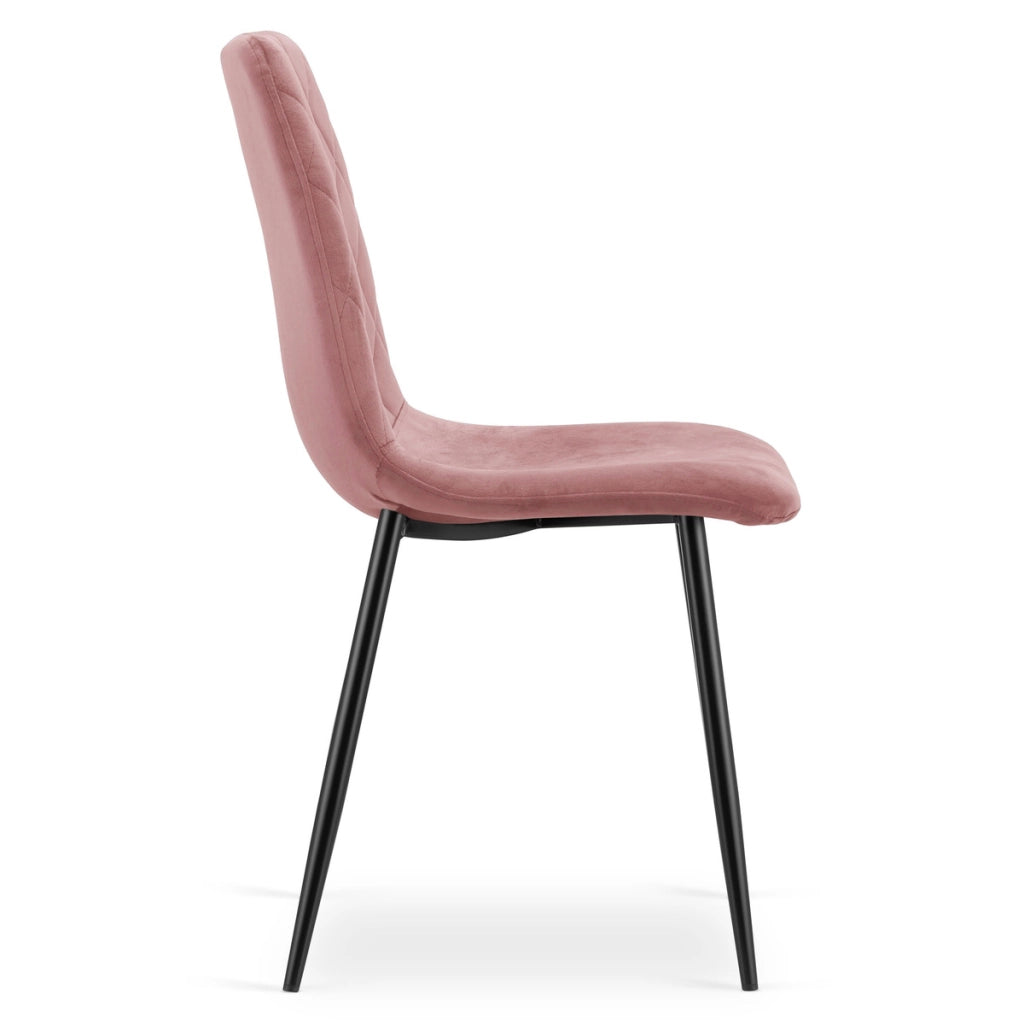 Set di 2 sedie Turin in velluto rosa con gambe nere