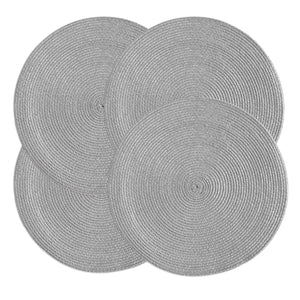 Set 4 Sottopiatti Natalizi Rotondi Ø38 cm Tovagliette Decorazione Tavola in Poliestere Intrecciato Sottopiatti Eleganti per Natale e Capodanno Argento