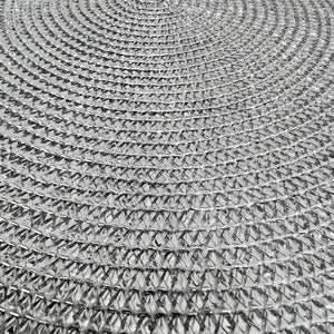 Set 4 Sottopiatti Natalizi Rotondi Ø38 cm Tovagliette Decorazione Tavola in Poliestere Intrecciato Sottopiatti Eleganti per Natale e Capodanno Argento