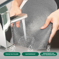 Set 4 Sottopiatti Natalizi Rotondi Ø38 cm Tovagliette Decorazione Tavola in Poliestere Intrecciato Sottopiatti Eleganti per Natale e Capodanno Argento