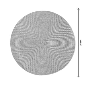Set 4 Sottopiatti Natalizi Rotondi Ø38 cm Tovagliette Decorazione Tavola in Poliestere Intrecciato Sottopiatti Eleganti per Natale e Capodanno Argento