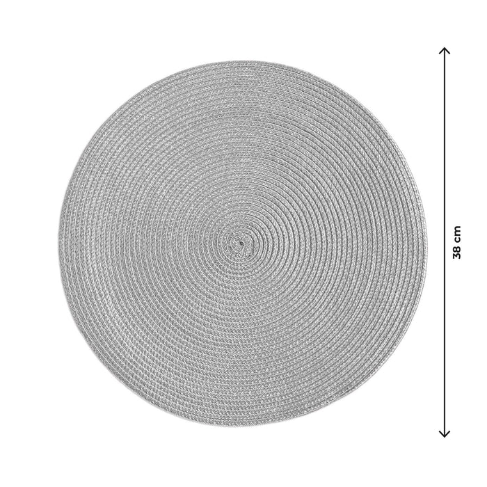 Set 4 Sottopiatti Natalizi Rotondi Ø38 cm Tovagliette Decorazione Tavola in Poliestere Intrecciato Sottopiatti Eleganti per Natale e Capodanno Argento