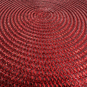 Set 4 Sottopiatti Natalizi Rotondi Ø38 cm Tovagliette Decorazione Tavola in Poliestere Intrecciato Sottopiatti Eleganti per Natale e Capodanno Bordeaux