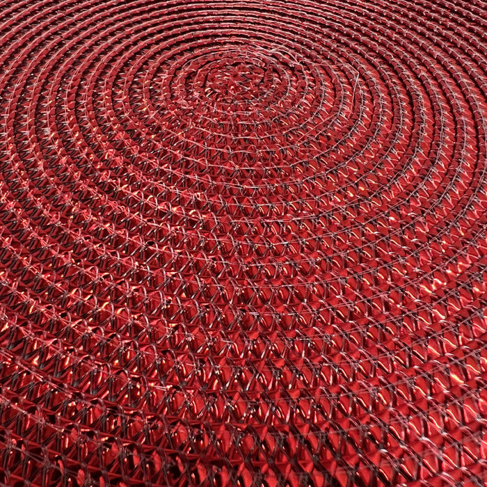 Set 4 Sottopiatti Natalizi Rotondi Ø38 cm Tovagliette Decorazione Tavola in Poliestere Intrecciato Sottopiatti Eleganti per Natale e Capodanno Bordeaux