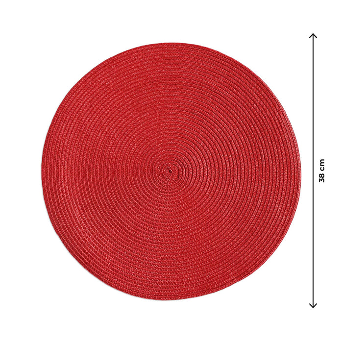 Set 4 Sottopiatti Natalizi Rotondi Ø38 cm Tovagliette Decorazione Tavola in Poliestere Intrecciato Sottopiatti Eleganti per Natale e Capodanno Bordeaux