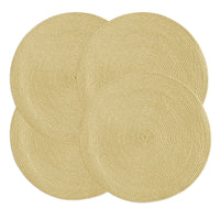 Set 4 Sottopiatti Natalizi Rotondi Ø38 cm Tovagliette Decorazione Tavola in Poliestere Intrecciato Sottopiatti Eleganti per Natale e Capodanno Oro