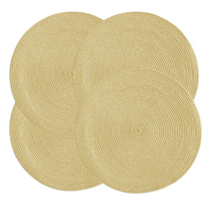 Set 4 Sottopiatti Natalizi Rotondi Ø38 cm Tovagliette Decorazione Tavola in Poliestere Intrecciato Sottopiatti Eleganti per Natale e Capodanno Oro