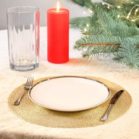 Set 4 Sottopiatti Natalizi Rotondi Ø38 cm Tovagliette Decorazione Tavola in Poliestere Intrecciato Sottopiatti Eleganti per Natale e Capodanno Oro