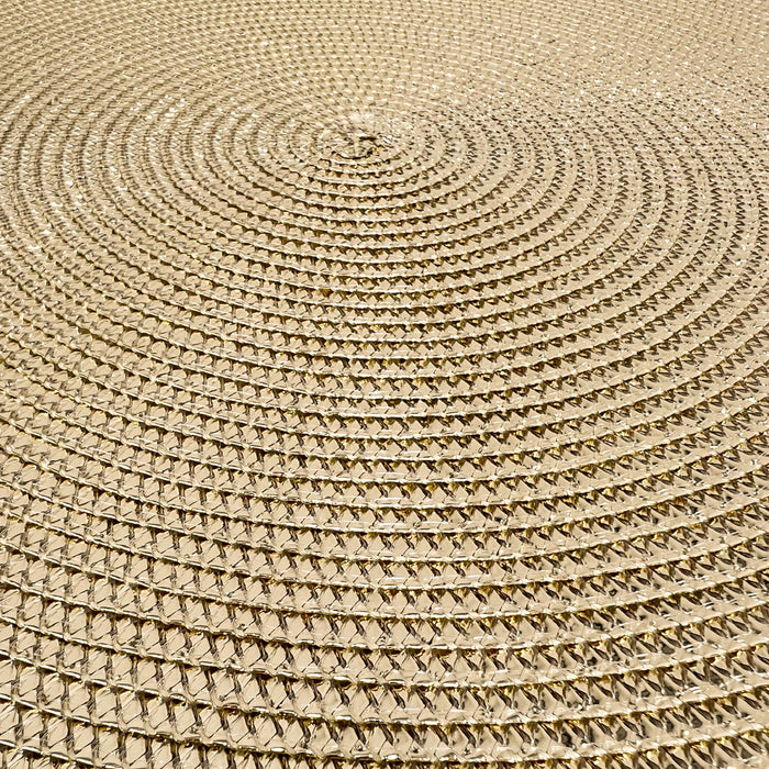 Set 4 Sottopiatti Natalizi Rotondi Ø38 cm Tovagliette Decorazione Tavola in Poliestere Intrecciato Sottopiatti Eleganti per Natale e Capodanno Oro