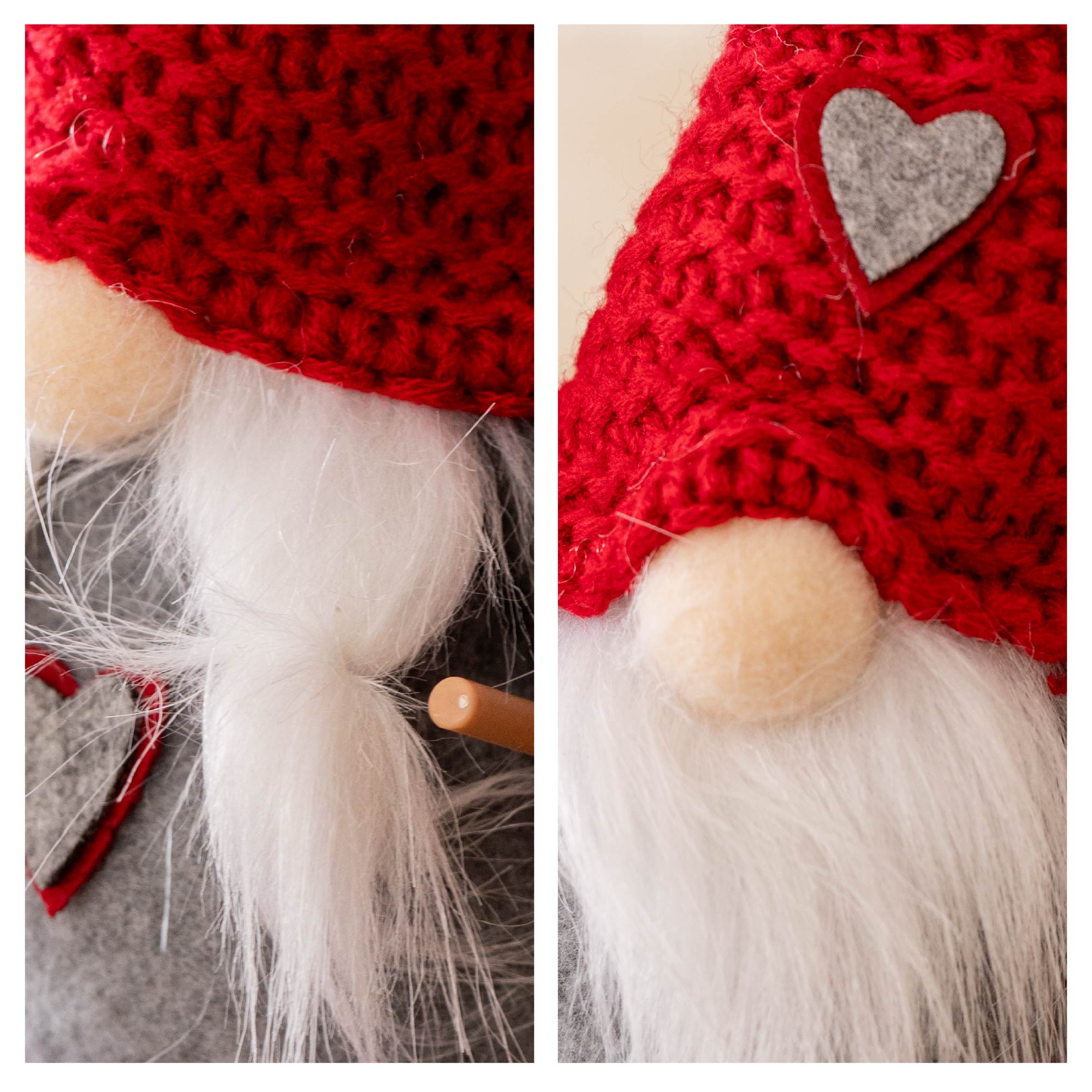 Set 4 Gnomi Natalizi 22 cm con Sci e Slitta Decorazioni Natale in Feltro con Cordino per Appenderli Gnomi Rossi, Animalier e Righe  Addobbi per Casa Rosso