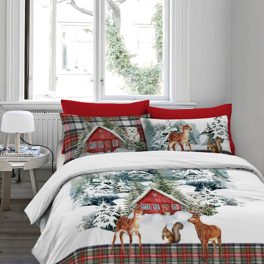 Copripiumino Matrimoniale in Raso Cotone Stampa Digitale HD – Retro in Puro Cotone,Sacco + 2 Federe -Lavabile in Lavatrice – Morbido, Brillante e di Alta Qualità   Inverno