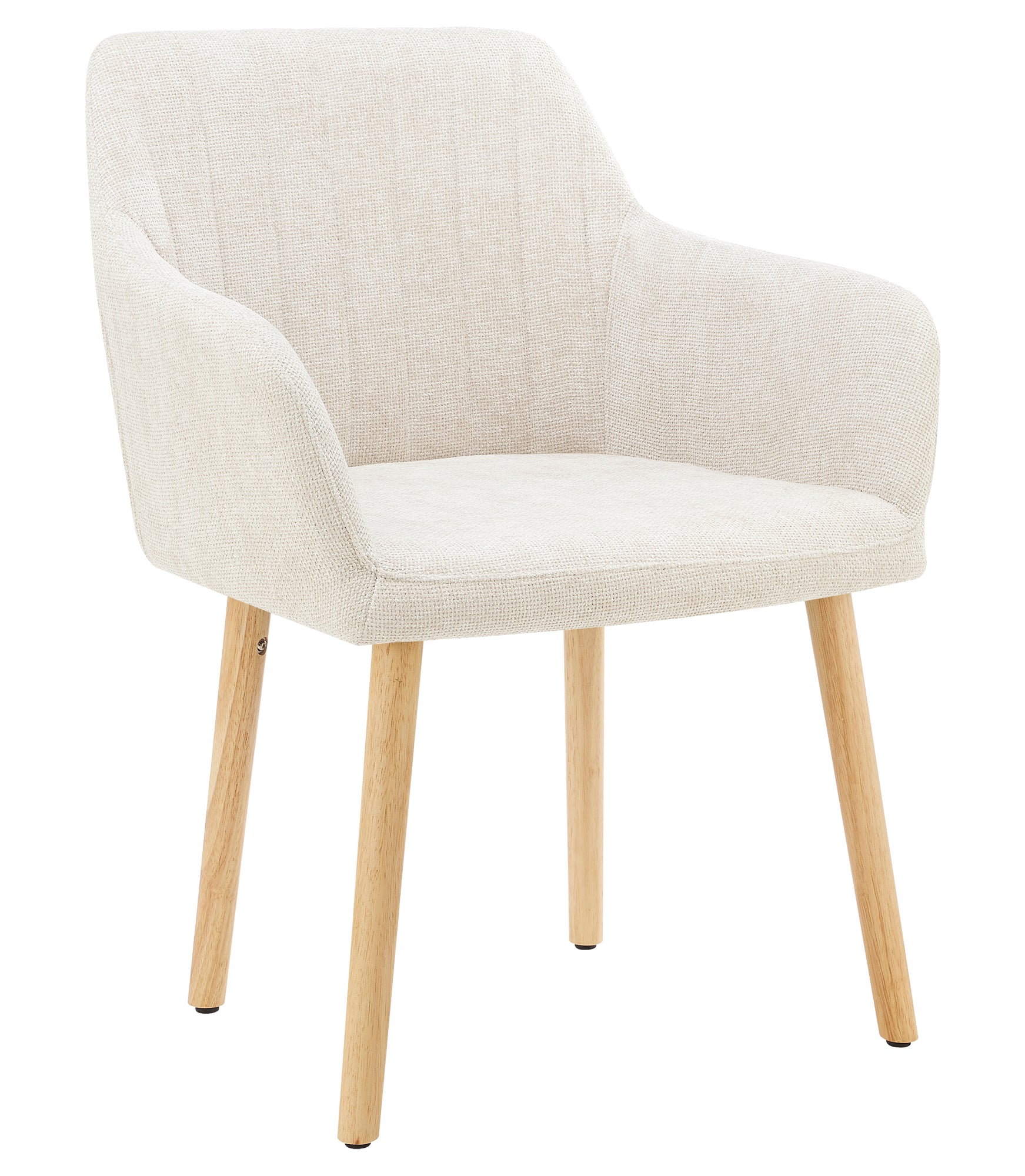 Poltroncina Stile Scandinavo in Tessuto Beige con Gambe in Legno Naturale – Sedia Imbottita Moderna per Soggiorno, Sala da Pranzo o Camera da Letto – Design Nordico Elegante e Confortevole Beige
