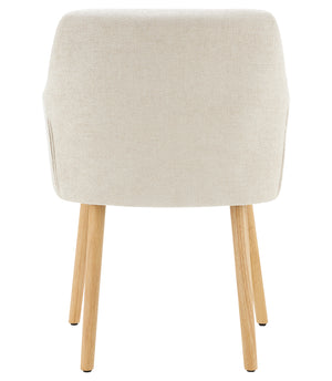 Poltroncina Stile Scandinavo in Tessuto Beige con Gambe in Legno Naturale – Sedia Imbottita Moderna per Soggiorno, Sala da Pranzo o Camera da Letto – Design Nordico Elegante e Confortevole Beige