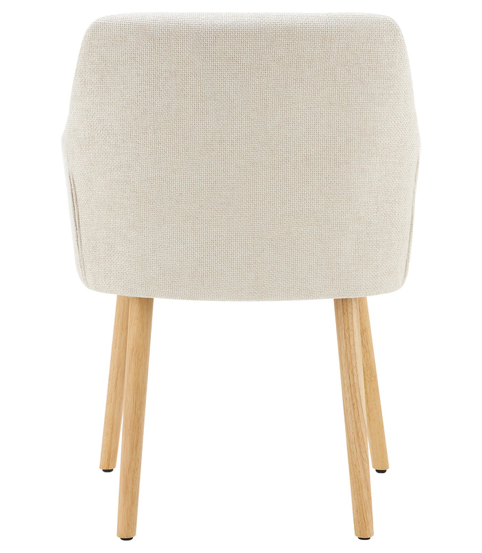 Poltroncina Stile Scandinavo in Tessuto Beige con Gambe in Legno Naturale – Sedia Imbottita Moderna per Soggiorno, Sala da Pranzo o Camera da Letto – Design Nordico Elegante e Confortevole Beige