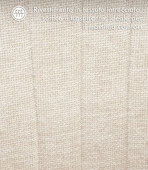 Poltroncina Stile Scandinavo in Tessuto Beige con Gambe in Legno Naturale – Sedia Imbottita Moderna per Soggiorno, Sala da Pranzo o Camera da Letto – Design Nordico Elegante e Confortevole Beige