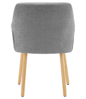 Poltroncina Stile Scandinavo in Tessuto Beige con Gambe in Legno Naturale – Sedia Imbottita Moderna per Soggiorno, Sala da Pranzo o Camera da Letto – Design Nordico Elegante e Confortevole Grigio