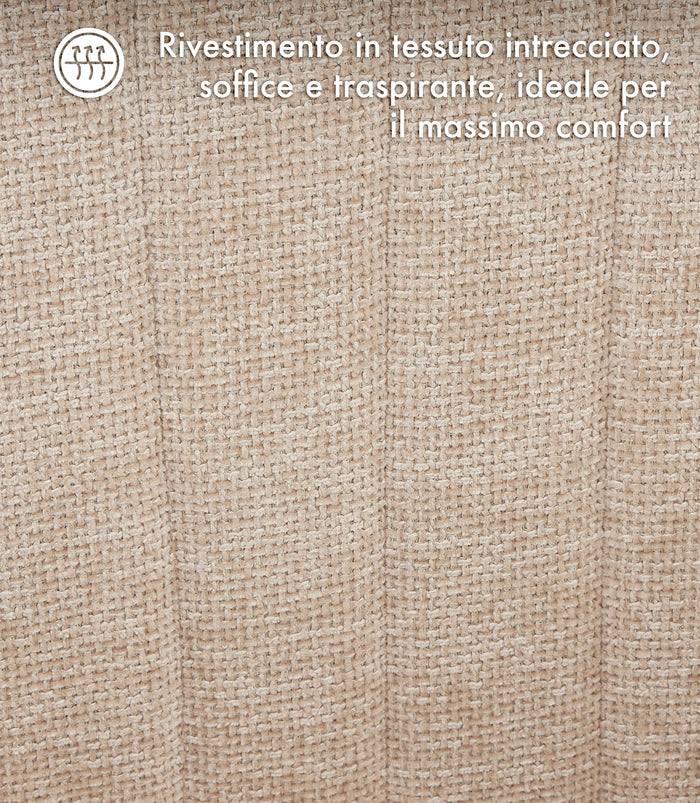 Poltroncina Stile Scandinavo in Tessuto Beige con Gambe in Legno Naturale – Sedia Imbottita Moderna per Soggiorno, Sala da Pranzo o Camera da Letto – Design Nordico Elegante e Confortevole Nocciola