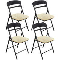 Set di 4 Sedie Pieghevoli Moderne Struttura in Metallo Verniciato a Polvere, Seduta in Legno e Schienale in Polipropilene Eleganti, Resistenti e Confortevoli,Portata 120 kg Naturale