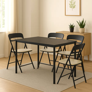 Set di 4 Sedie Pieghevoli Moderne Struttura in Metallo Verniciato a Polvere, Seduta in Legno e Schienale in Polipropilene Eleganti, Resistenti e Confortevoli,Portata 120 kg Naturale