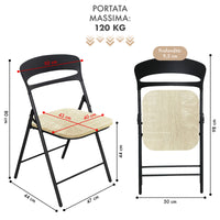 Set di 4 Sedie Pieghevoli Moderne Struttura in Metallo Verniciato a Polvere, Seduta in Legno e Schienale in Polipropilene Eleganti, Resistenti e Confortevoli,Portata 120 kg Naturale