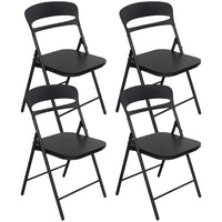 Set di 4 Sedie Pieghevoli Moderne Struttura in Metallo Verniciato a Polvere, Seduta in Legno e Schienale in Polipropilene Eleganti, Resistenti e Confortevoli,Portata 120 kg Nero