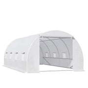Serra da Giardino a Tunnel Per Piante, Struttura in Metallo e Copertura in PE, 6x3x2m, Bianco