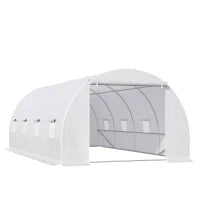 Serra da Giardino a Tunnel Per Piante, Struttura in Metallo e Copertura in PE, 6x3x2m, Bianco