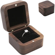 Walnut Houten Ringdoos - Presentazione Luxe - Quadrato - Ideale per Matrimonio - Cerimonia e Festa di Sposa - Compatta e Elegante