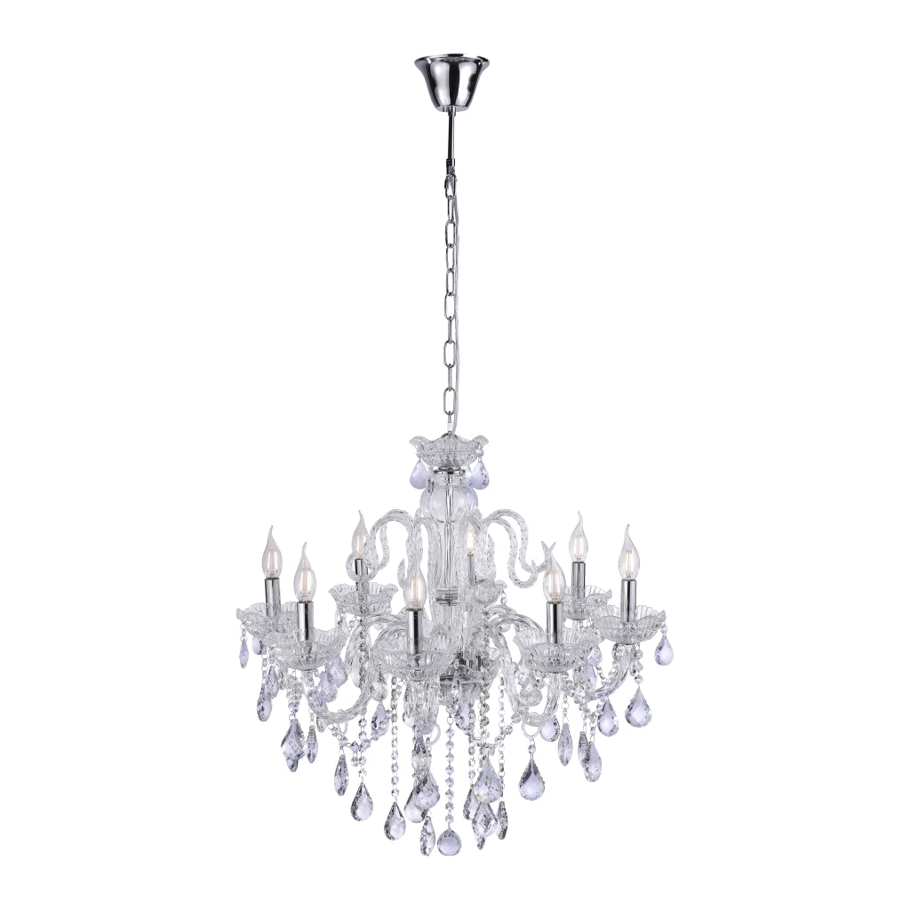 Lampadario GRACIA cristallo argento a catena 8xE14 Neuhaus