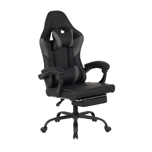 Sedia da Gaming Massaggiante,Sedia Gamer Con Poggiapiedi Telescopico,Reclinabile 90-135°,Poltrona da Gaming con Poggiatesta  Cuscino Lombare,Sedie Da Ufficio,Portata 150kg Grigio