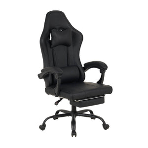 Sedia da Gaming Massaggiante,Sedia Gamer Con Poggiapiedi Telescopico,Reclinabile 90-135°,Poltrona da Gaming con Poggiatesta  Cuscino Lombare,Sedie Da Ufficio,Portata 150kg Nero